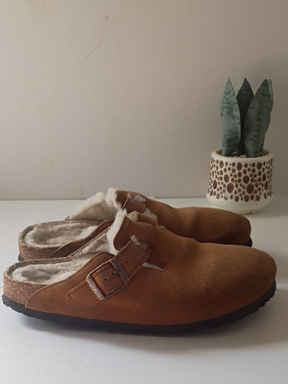 Birkenstock Boston Taupe Suede Clog with Buckle size 39 women's 8-8.5